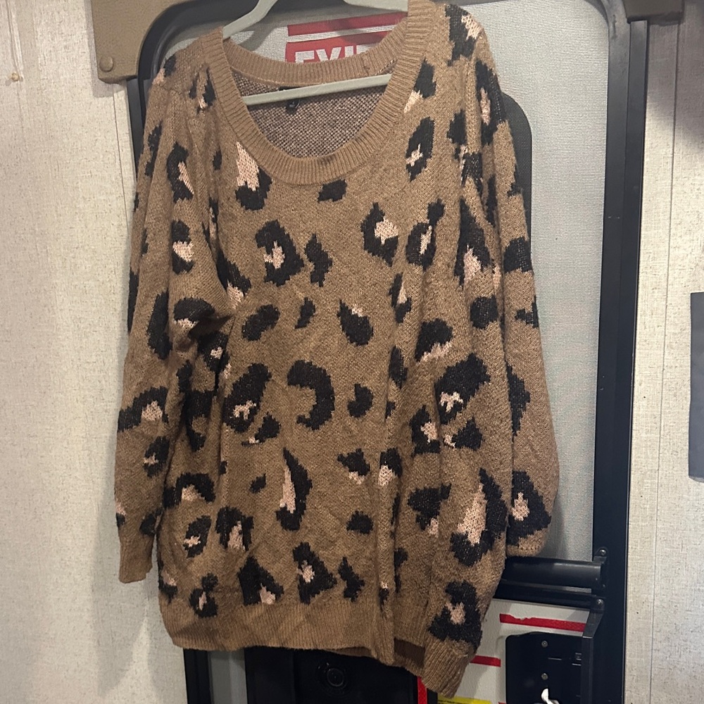 Torrid Brown and Black Leopard Print Sweater